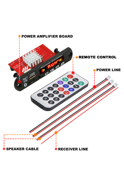 Choice1 2 x60W Amplifier 60W 50W Amplifier Bluetooth 5.0 DIY MP3 WAV Decoder Board DC 12V Wireless Car USB