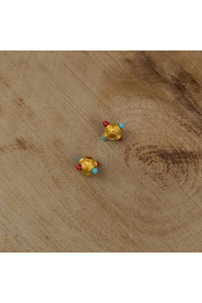 Prestij Boncuk Mărgele metalice autentice din Tibet cu piatră roșie și albast...