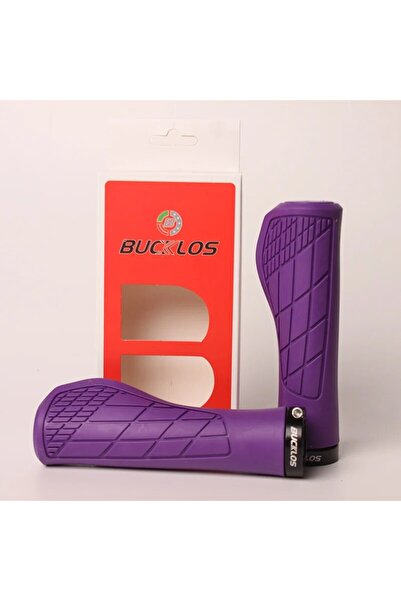 BUCKLOS مقابض مقود الدراجة باللون الأرجواني، مقابض مطاطية لمقود الدراجة، ممتص...