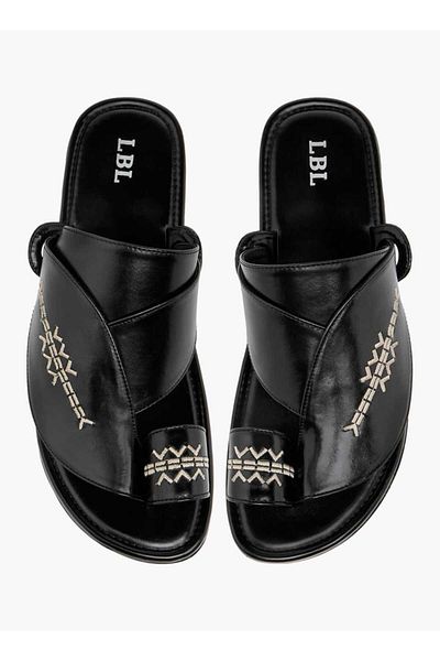 LBL by Shoexpress Embroidered Slip-On Arabic Sandals with Toe Loop