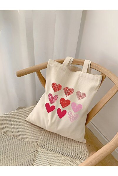 Cemira Heart Love Themed, Thick Canvas Tote Bag, Shoulder Bag, Pinterest Bag