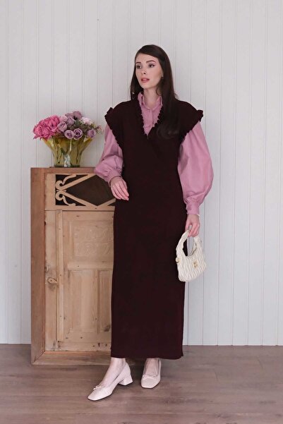 Ceylan Otantik Mürdüm Fırfır Yaka jile