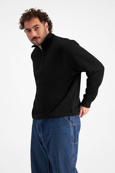 BayBayan Men's Unisex Basic Stand Collar Half Zipper Pullover Sweatshirt
