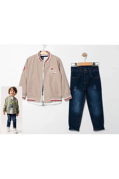 e-çocuk Boy's Printed 3 Piece Suit 50255