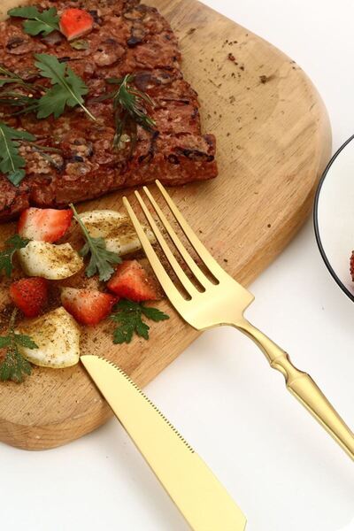 Chavin Steel 24 Piece Gold Dinner Spoon Fork Knife Set for 6 People Cin738Sr