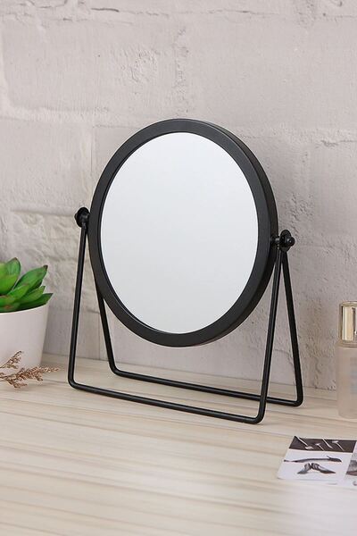 Chavin Masa Üstü 15 cm Tek Taraflı Siyah Yuvarlak Dönen Metal  Masa Aynası cin714sy