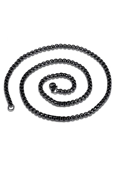 Chavin 60 cm Black Male Steel Chain - Dt37 3 mm
