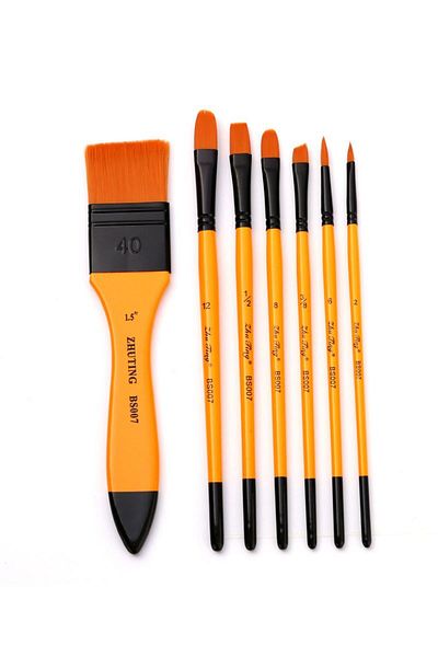 Weather Forecast 7 Pieces Nylon Paint Brush Set - Oil Acrylic and Goache Cin672