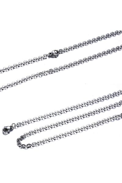 Chavin Men's Gray Steel Necklace Chain - 60 Cm, 3 mm Df32