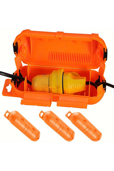 choice2 Orange 3pcs Extension Cable Plug Connection Protection Safety Cover, ...