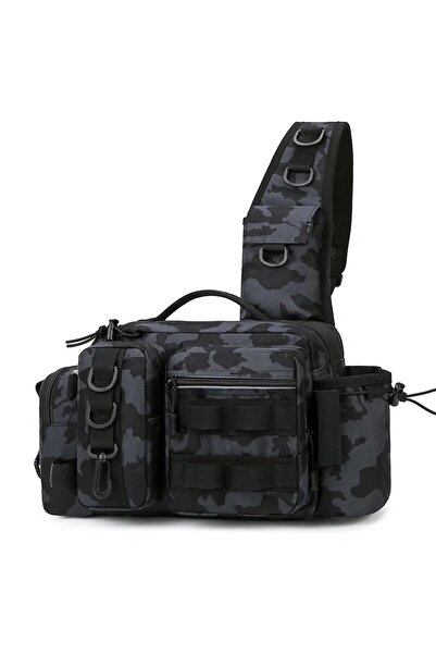 Choice حقيبة ظهر سوداء مموهة لأدوات الصيد وصندوق الطُعم وحقيبة تخزين المعدات ...