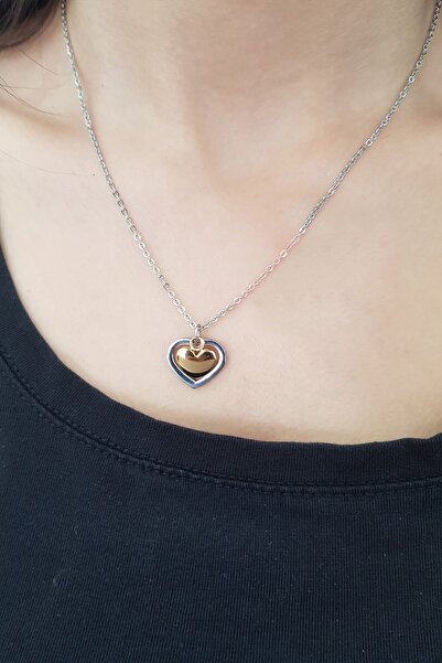 Chavin Yellow Rope Plated Women's Heart Steel Necklace Du28X