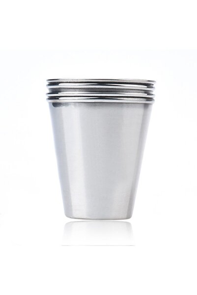 Cin Deri Kılıflı 4 adet 70 ml. Çelik Shot Kahve Kamp Bardağı df37