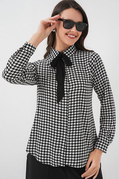 Bigdart Women's Black Scarf Shirt 3768