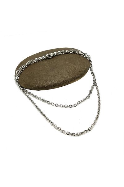 Chavin Men's Gray Steel Necklace Chain - 60 Cm, 3 mm Df32
