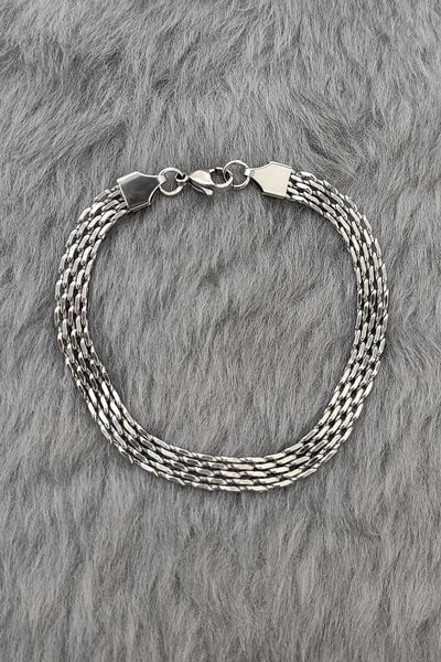 Chavin 6 Mm. 20 Cm. Gray Steel Men's Bracelet Et84By-6