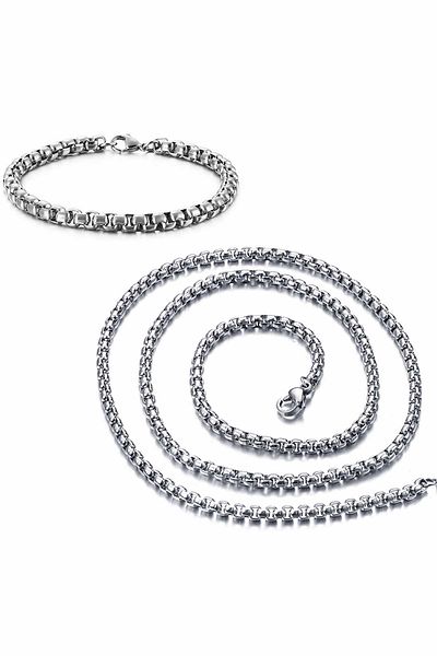 Chavin 5 mmGray Steel Men's Bracelet Chain Set Er34-5
