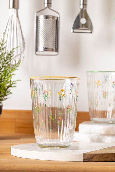 FH finehome Botanical 4-Piece Soft Drink Glass Set 395 cc