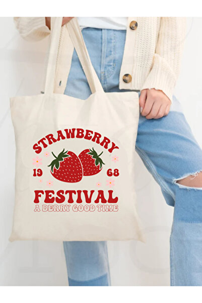 Cemira Strawberry Festival Y2K Thick Canvas Tote Bag Shopping Bag