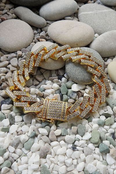 Chavin 15 mm.Gold Thick Stone Alloy Men's Bracelet Additional19sr