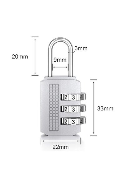 Weather Forecast 3 Digit 23 mm Resettable Combination Cabinet Luggage Lock Padlock Cin530Slv