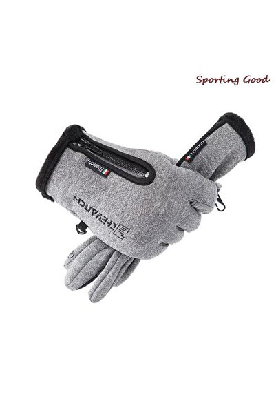 Choice L grey Outdoor Winter Gloves For Men Waterproof Thermal Fleece Lined Resistant Touch Screen Non-slip
