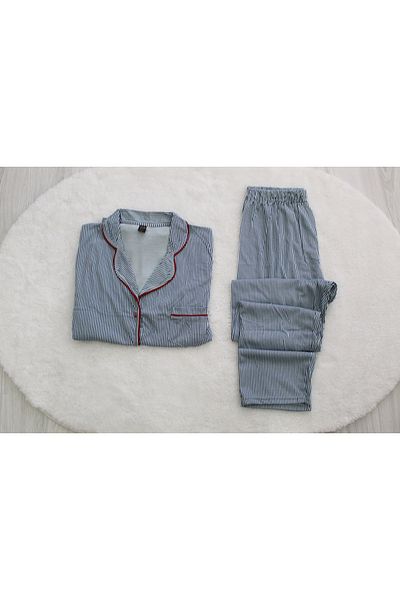 MİSS MAVERA Mavera Long Arm Striped Women's Pajama Suit