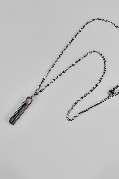 Chavin Black Greek Pattern Bar Steel Men's Necklace Eu41Sy