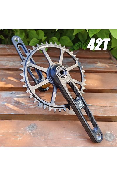 Choice 170mm Black Crank 42T ZEROING Road Bike Crankset 165/170/175mm Hollow Crank Integrated Fire Chainrin