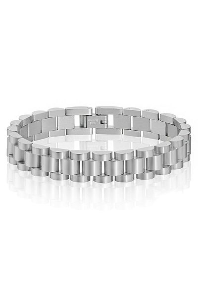 Chavin Men's Bracelet - Gray 316 L Steel, 10 Mm. Bright and Matte, Ed02
