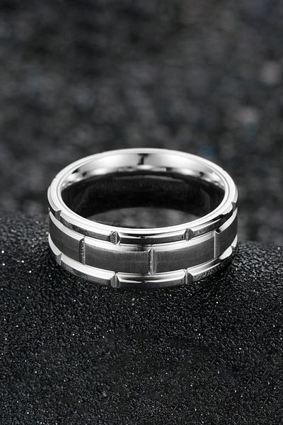 Chavin Men's Gray Shiny Titanium Steel Ring - Wedding Ring Eu82By