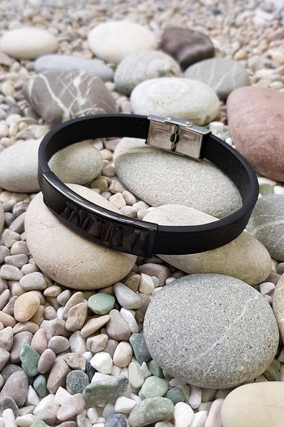 Chavin Black IPC CapLeather Steel Men's Bracelet Ef88