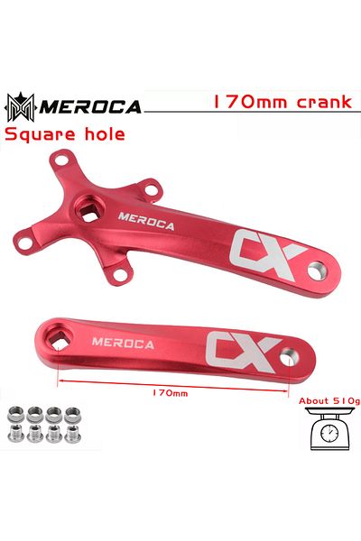 GOLDIX 170mm Red MEROCA Bicycle Crank Chainwheel 104BCD MTB Bike Crankset Aluminum Alloy with Bottom 170mm