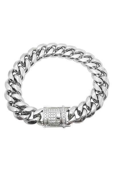 Chavin 14 mm.Thick Stone Steel Men's Bracelet Ep77by
