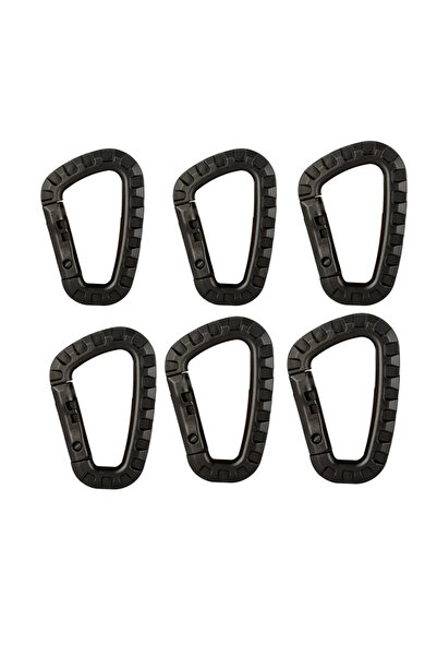 Choice 6 قطع من مشبك الكارابينر التكتيكي الأسود من البلاستيك لتسلق الجبال وال...