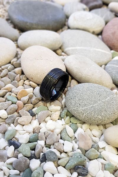 Chavin Men's Steel Ring - Black String Plated Wedding Ring Ec43Sy