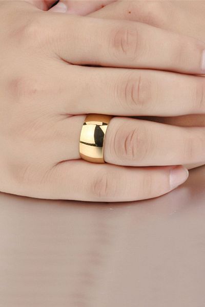 Chavin Men's Yellow Glossy Wide Steel Ring - Promise Engagement Dd64
