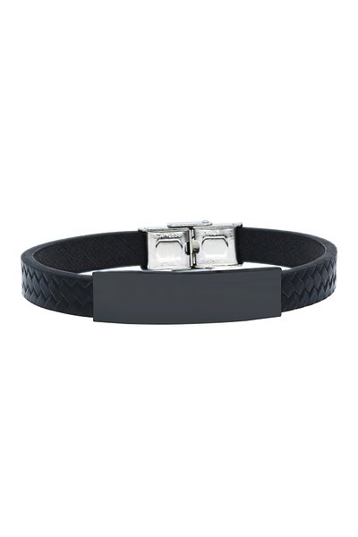 Chavin Black IPC CapLeather Steel Men's Bracelet Ef87