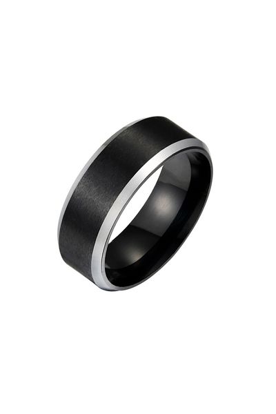 Chavin Matte Black Women's Men's Steel Ring Wedding Ring Ec44sy
