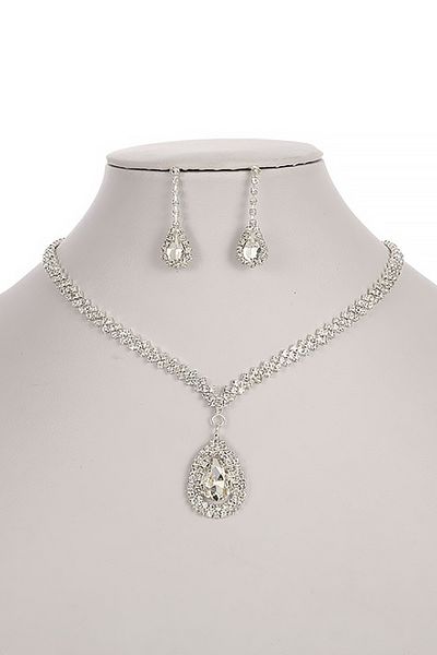 Chavin Wedding Engagement Henna Drop Jewelled Necklace Earring Set Eh93