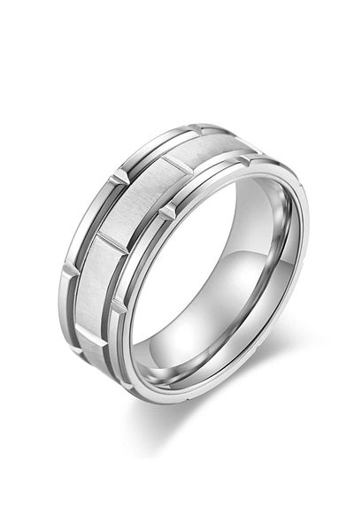 Chavin Men's Gray Shiny Titanium Steel Ring - Wedding Ring Eu82By