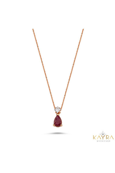 Kayra Mücevher Yakut ve Prenses Kesim Pırlantalı Kolye PÇK81