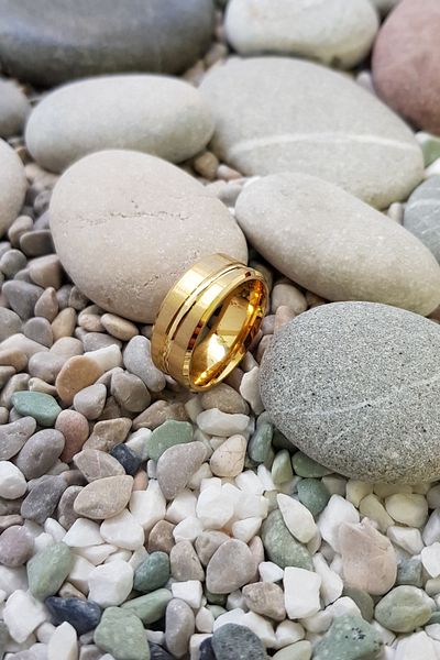 Chavin Matte Gold Yellow Men's Steel Ring Ec45Sr
