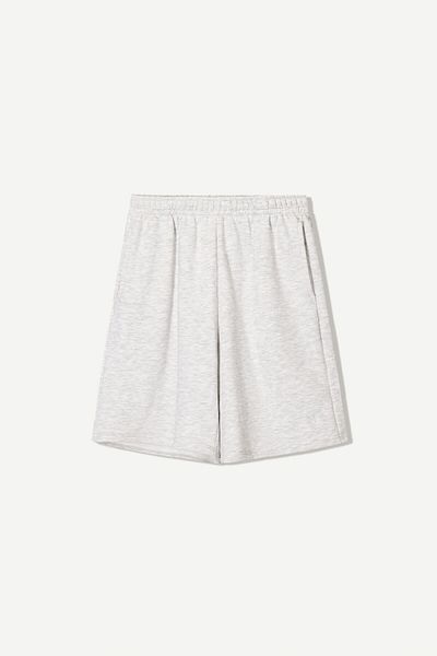 Bershka Plush Bermuda shorts with embroidery