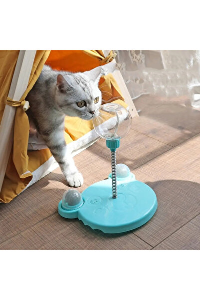 ShopFast Eğlenceli Kedi Köpek Ödül Maması Dağıtıcı Oyuncak Kedi Nanesi Topu Catnipli Yaylı (Mavi)