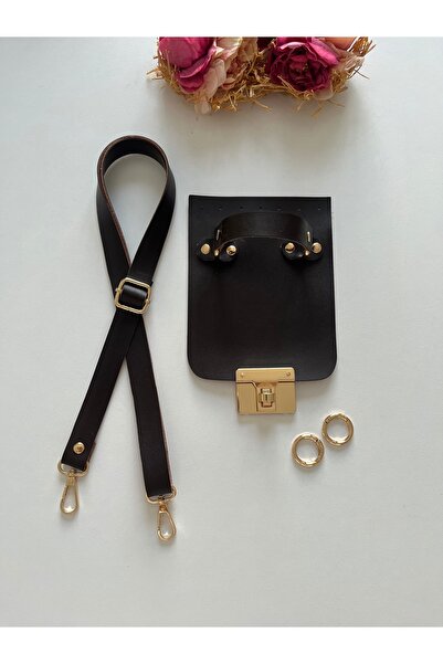 zg hobi aksesuar Faux Leather Strap for Knit Bags, Cover Set Dark Brown Color