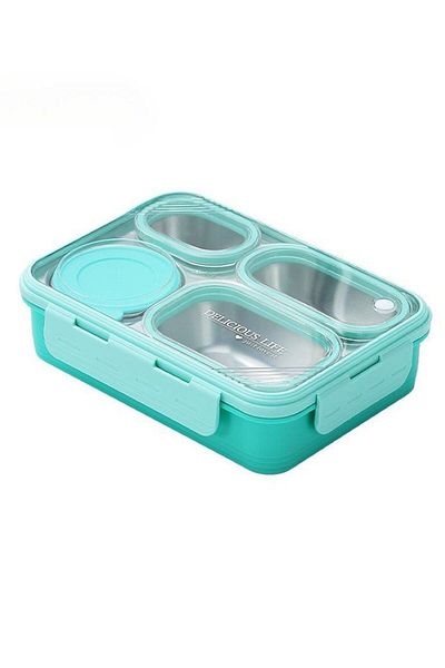 Weather Forecast Green 304 Steel Food Container - 950 Ml, 4 Compartments, Student and Office Expedition - Cin864Ys