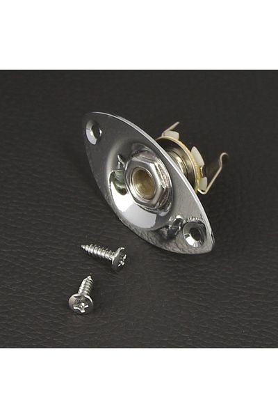 Choice Chrome FLEOR 1PCS Oval Guitar Output Jack Socket 1/4'' 6.35mm Mono Jack for Electric Guitar, Chrome/