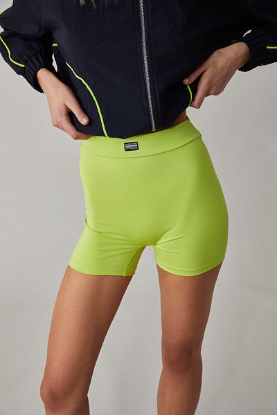 GRIMELANGE Rezina Women's Slim Straight Leg High Waist Pistachio Green Shorts