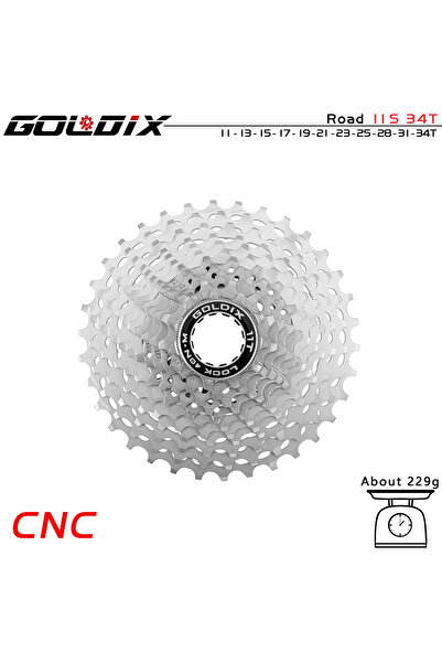 Choice كاسيت دراجة طريق خفيفة الوزن للغاية من GOLDIX 11-34T فضية اللون بتحكم ...